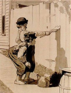 NORMAN ROCKWELL WHITE WASHING THE FENCE MOTIVATED SALE MAKE OFFER 