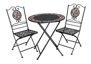 New Set/3 Fusion Metal Bistro Patio Table & Chair