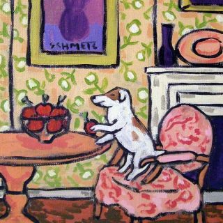 jack Russell Apple thief dog art tile picture dog gift