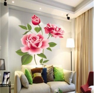 Rose Flower Butterfly Removable Wall Vinyl Decal Art DIY Home Decor 