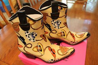 Corkys~New Tonto~Brown Hat Design Cowboy Rainboots~Girls Size M 12 13 