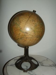 Antique Rare 1891 1902 Rand McNally Co Terrestrial 8 inch globe cast 
