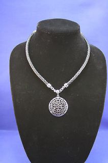 Premier Design MEDALLION Necklace   NEW   Genuine Leather and Silver 