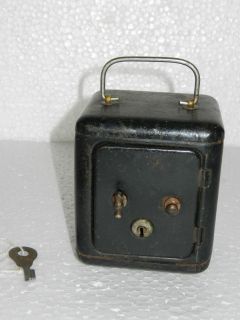 Vintage Small Money / Coin Safe Tin Toy Box With Key