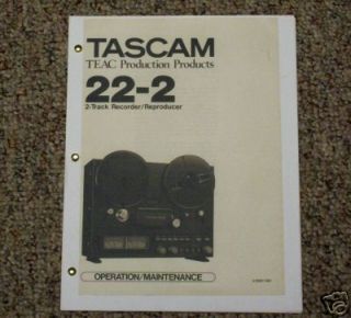 Tascam 22 2 Reel to Reel Owners Manual FREE SHIP