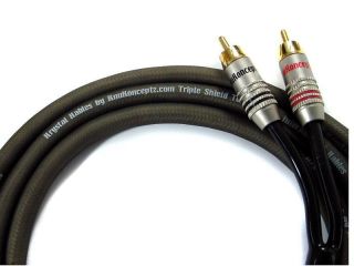 KnuKonceptz Twisted Pair Triple Shielded 2 Channel RCA Cable 3ft 1M