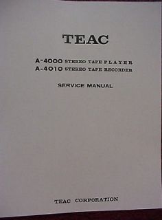 TEAC A 4000 & A 4010 TAPE DECK SERVICE MANUAL 64 pages
