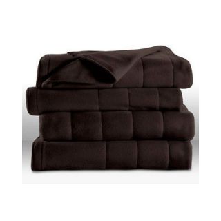 Sunbeam Quilted Fleece Heated Electric Blanket Twin Size Mocha Brown
