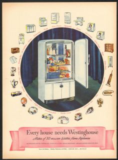 1946 Westinghouse Refrigerator Vintage Print Ad Appliance Antique 