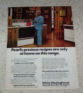   page   PEARL BAILEY White Westinghouse kitchen range stove oven ADVERT