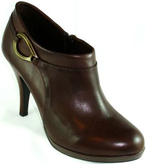 Reba Branch Bootie Brown Leather Platform High Heels Boots 9.5 10 