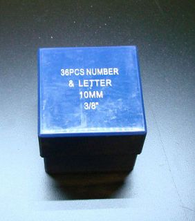 10MM 3/8 Letter number Punch Stamp Set Metal 36 PIECE in plastic case 