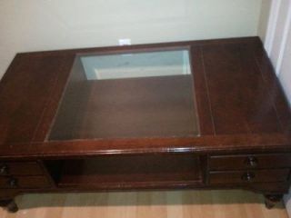 solid wood table with glass STANLEY coffee table