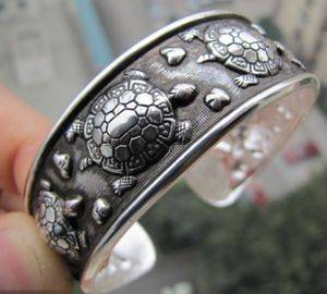   Tribe Jewelry Tibet Silver Amulet Lucky Turtle Cuff Bracelet Bangle