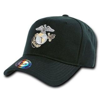   Marine Corps Branch Metallic Thread Logo Baseball Caps Black  S013