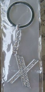 Letter Alphabet Initial Name Key Chain   White Crystal