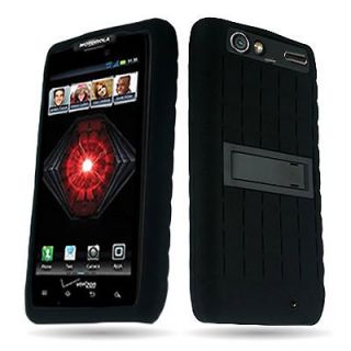 Black Hybrid Stand Phone Cover Case for Motorola Droid RAZR Maxx XT913 