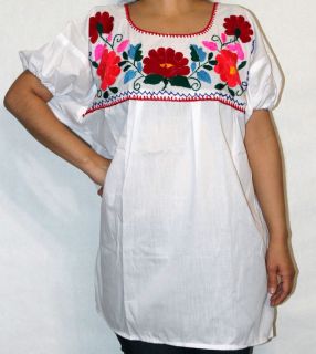   PUEBLA HAND EMBROIDERED MEXICAN BLOUSE TOP XS, S, M, L, XL, XXL