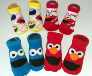 Sesame Street Infant Newborn Booties Socks Elmo Cookie Monster 0 12m 4 