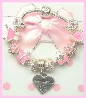   /TODDLERS SPARKLING AB PINK & SILVER CHARM BRACELET GIFT BOXED
