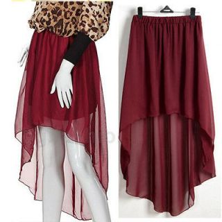 Sexy Asym Hem Chiffon Skirt Ladies Long Maxi Dress Elastic Waist 3 