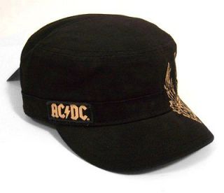   /DC   ANGUS WINGED GUITAR BLACK MILITARY CADET HAT CAP   NEW ONE SIZE