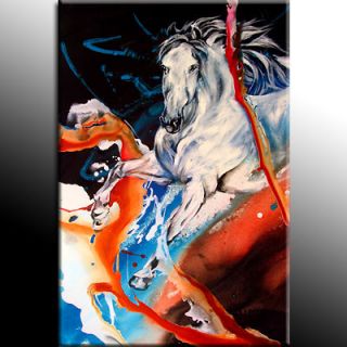   equine abstract original oil painting art decor contemporary firefoo