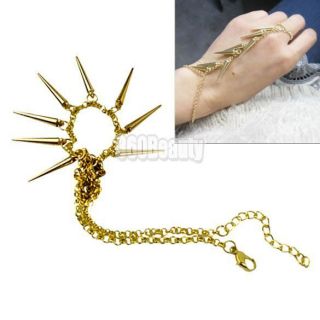 B5UT New Spike Bangle Slave Chain Link Finger Ring Hand Harness Hot 