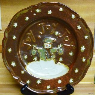 TII Collections C5503 Brown Christmas Luncheon Dessert Plate Snowman 