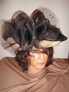 CAMEL/BLACK COLORED VTG DERBY/CHURCH HAT BY MR. HIS VERY ATTRACTIVE