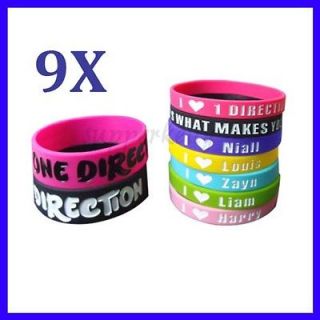   9X One Direction 1D SUPPER STAR Rubber Silicon Wrist Band Bracelets