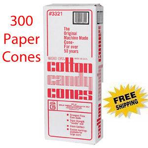 Cotton Candy Paper Cones, Case of 300, Plain White, Gold Medal **FREE 