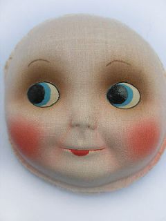 VINTAGE 1910/20, RARE MOLDED FABRIC KEWPIE DOLL FACE