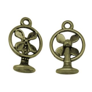 Antique Bronze Retro DESK FAN charms 10 pack   steampunk industrial 