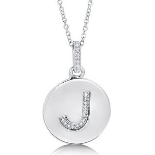   Sterling Silver,Cubic Zirconia Initial Letter M Pendant Necklace 18