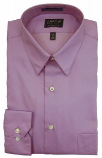   Arrow Long Sleeve Classic Fit Wrinkle Free Sateen Dress Shirt Purple