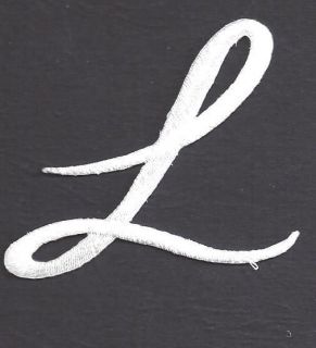 Script Letters   White Script Letter L   Iron On Embroidered 
