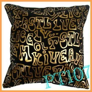 Fashion Letter Pillow Case Cushion Cover Square 18 Black Golden 