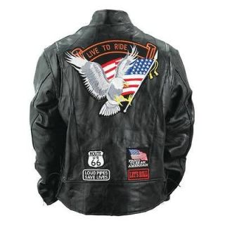 Diamond Plate Buffalo Black Leather Motorcycle Biker Cruiser Jacket 