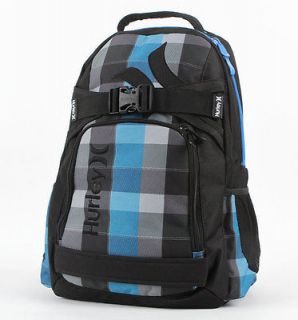   Mens/Boys Blue Plaid Hurley Honor Roll Backpack Laptop/SkateBoard Bag