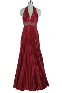 1273 Red Pleated Maxi Grecian Roman Evening Dress Prom Ball Gown UK 