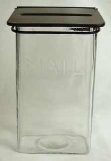 Clear Glass MAIL Box / Letter Box with Metal Top Hanger