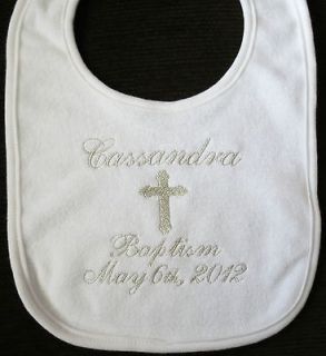 Baptism Christening Cross BIB baby gift personalized name date