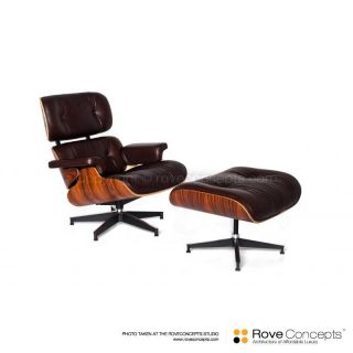 Vintage Lounge Chair & Ottoman Eames Inspired, Antique Espresso 