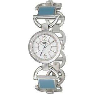   Ladies ES2531 Stainless/ BLUE Enamel 2 LINK Bracelet Watch FREE GIFT