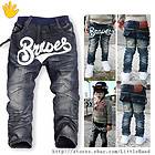 Cute Childrens Zipper Back Letter Print Boys Kids Denim Jeans Size 3 