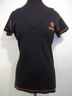   Jagermeister Black Orange V Neck Short Sleeve Tee T Shirt Top Sz S/M