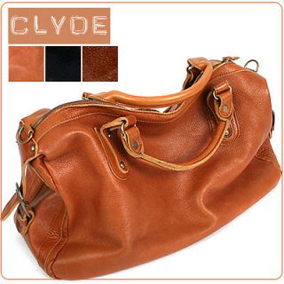 nwt genuine leather clyde satchel handbag long strap from korea