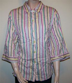 Cabernet Sleepwear Womens Size XL 14/16 Buttoned 3/4 Sleeve Sleepshirt 