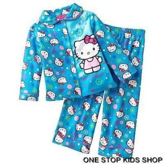 HELLO KITTY Toddler Girls 2T 3T 4T Flannel Pjs Set PAJAMAS Shirt Pants